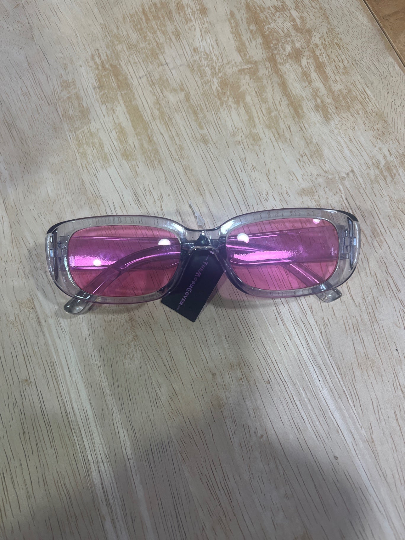 90s Oblong Sunnies Grey Pink